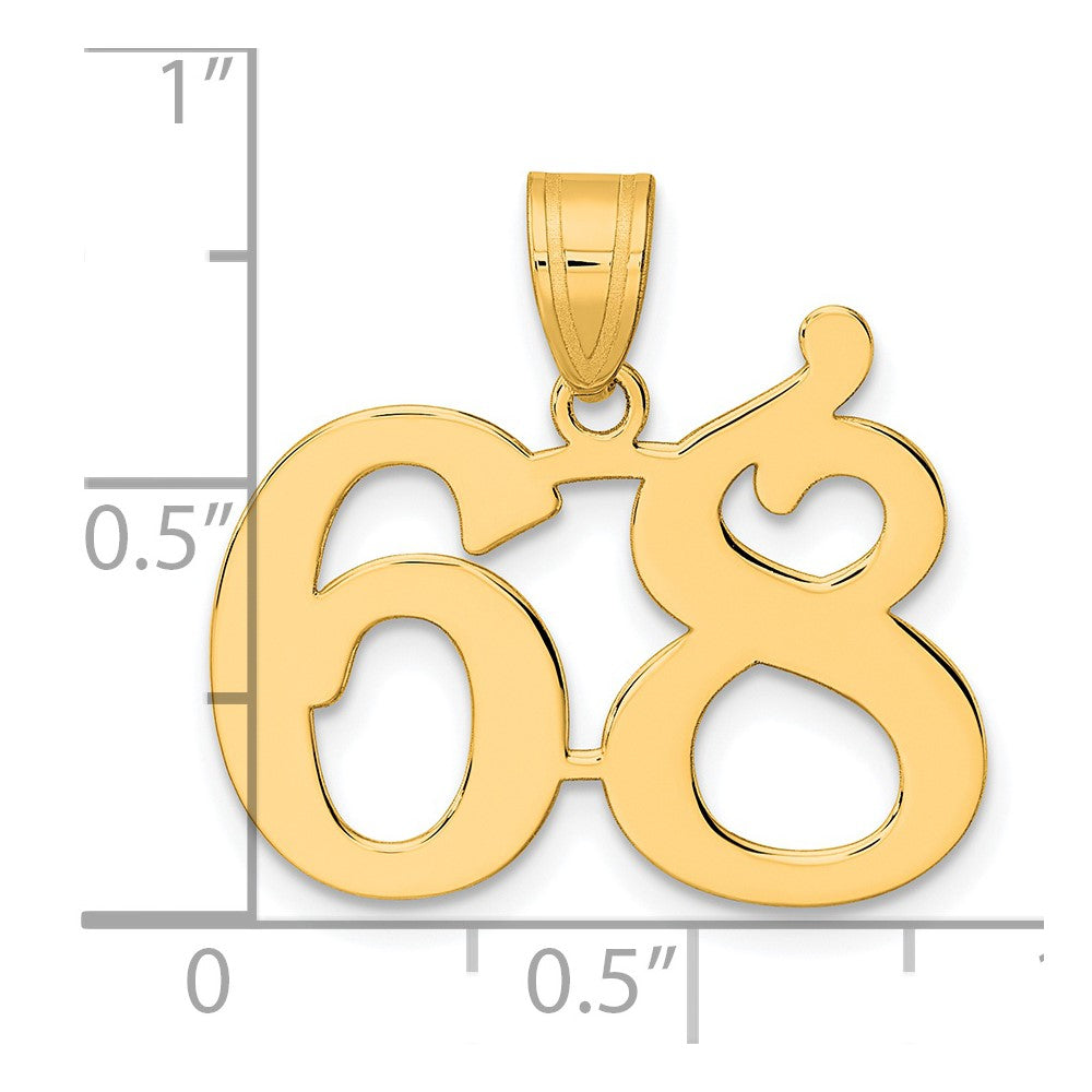 14k Yellow Gold Polished Number 68 Pendant