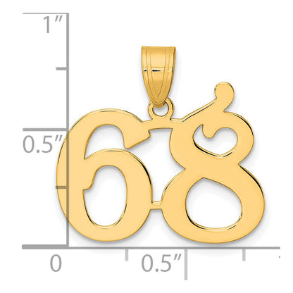 14k Yellow Gold Polished Number 68 Pendant