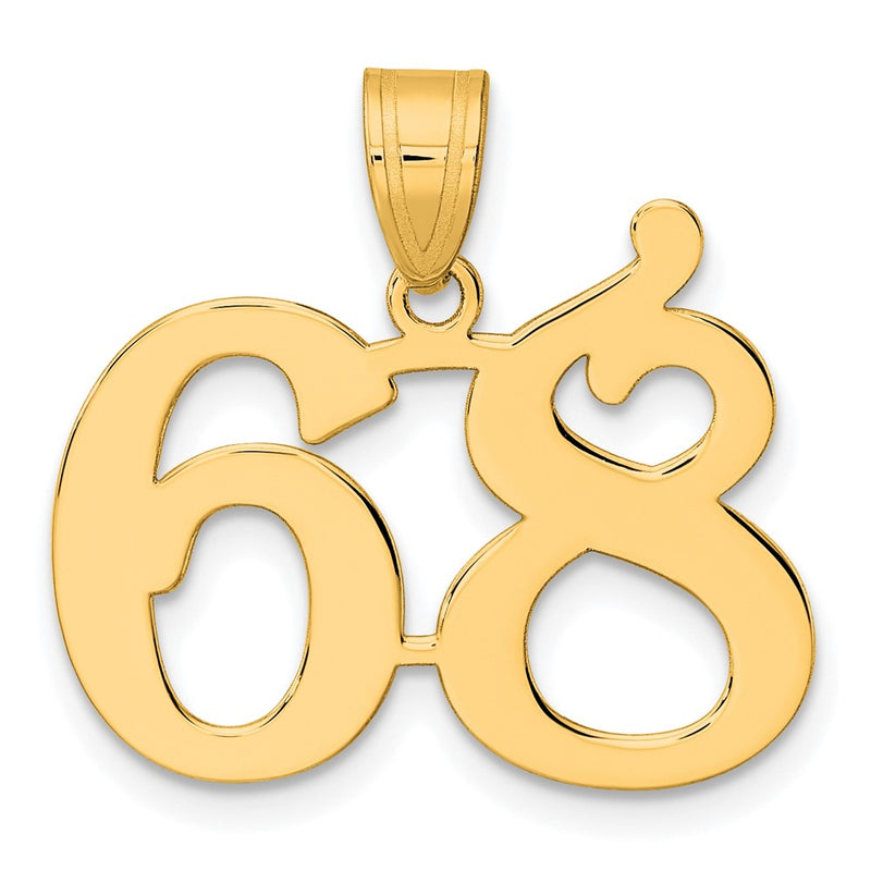 14k Yellow Gold Polished Number 68 Pendant
