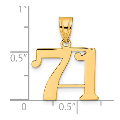 14k Yellow Gold Polished Number 71 Pendant
