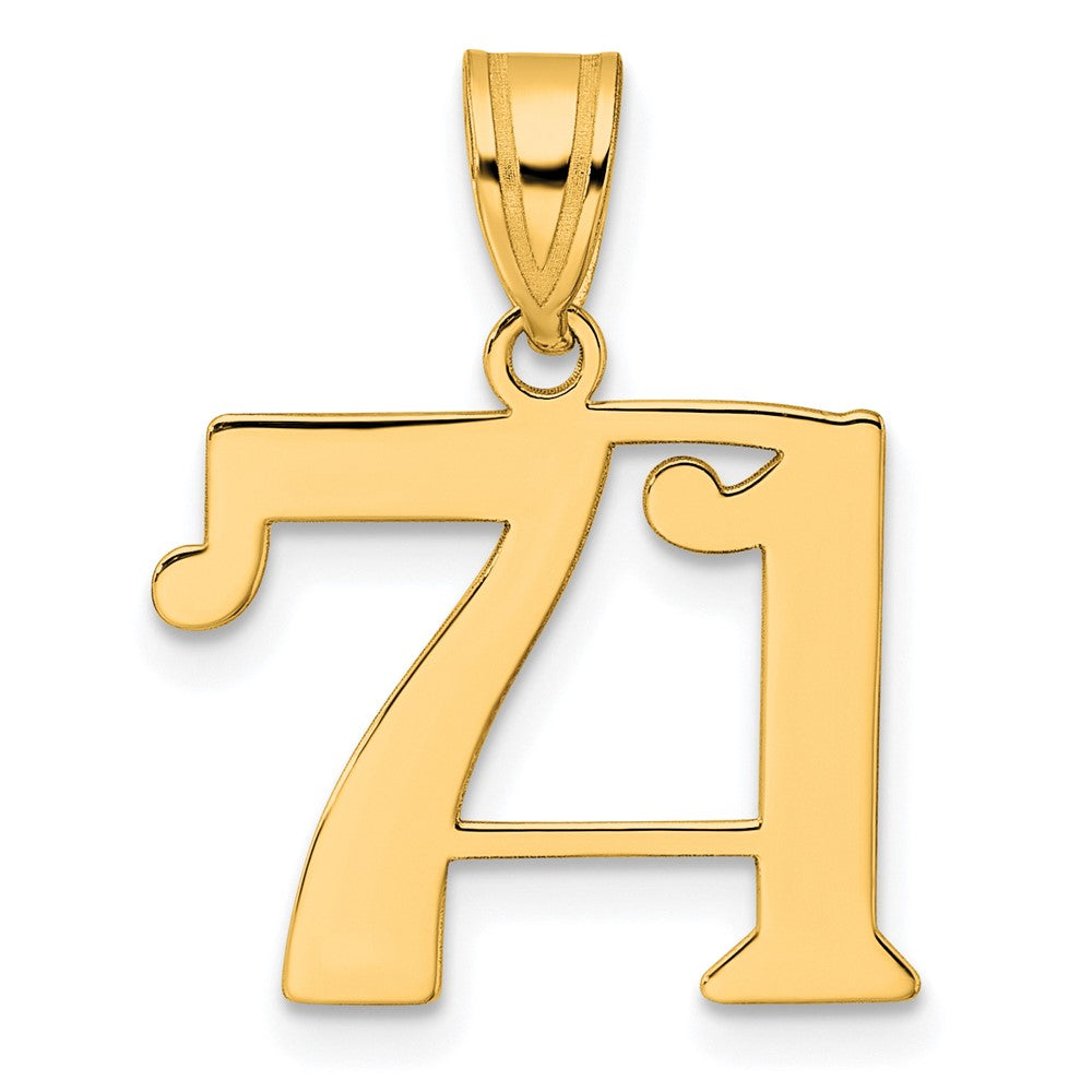 14k Yellow Gold Polished Number 71 Pendant