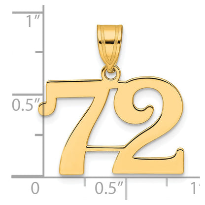 14k Yellow Gold Polished Number 72 Pendant