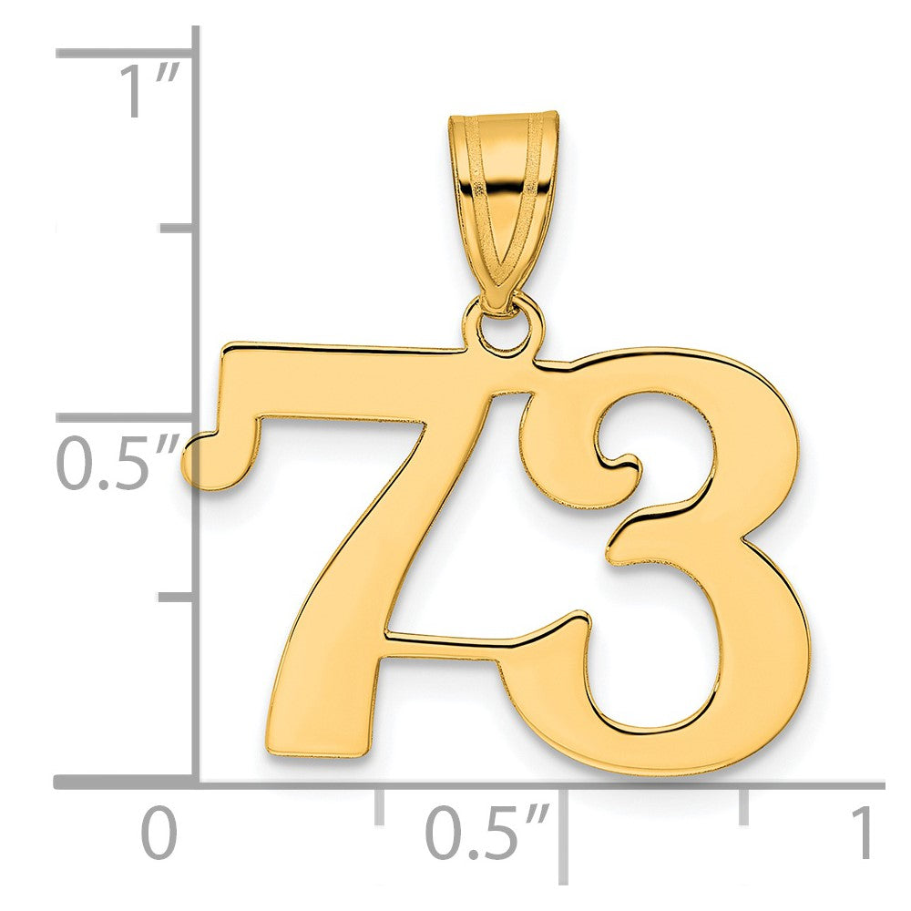 14k Yellow Gold Polished Number 73 Pendant