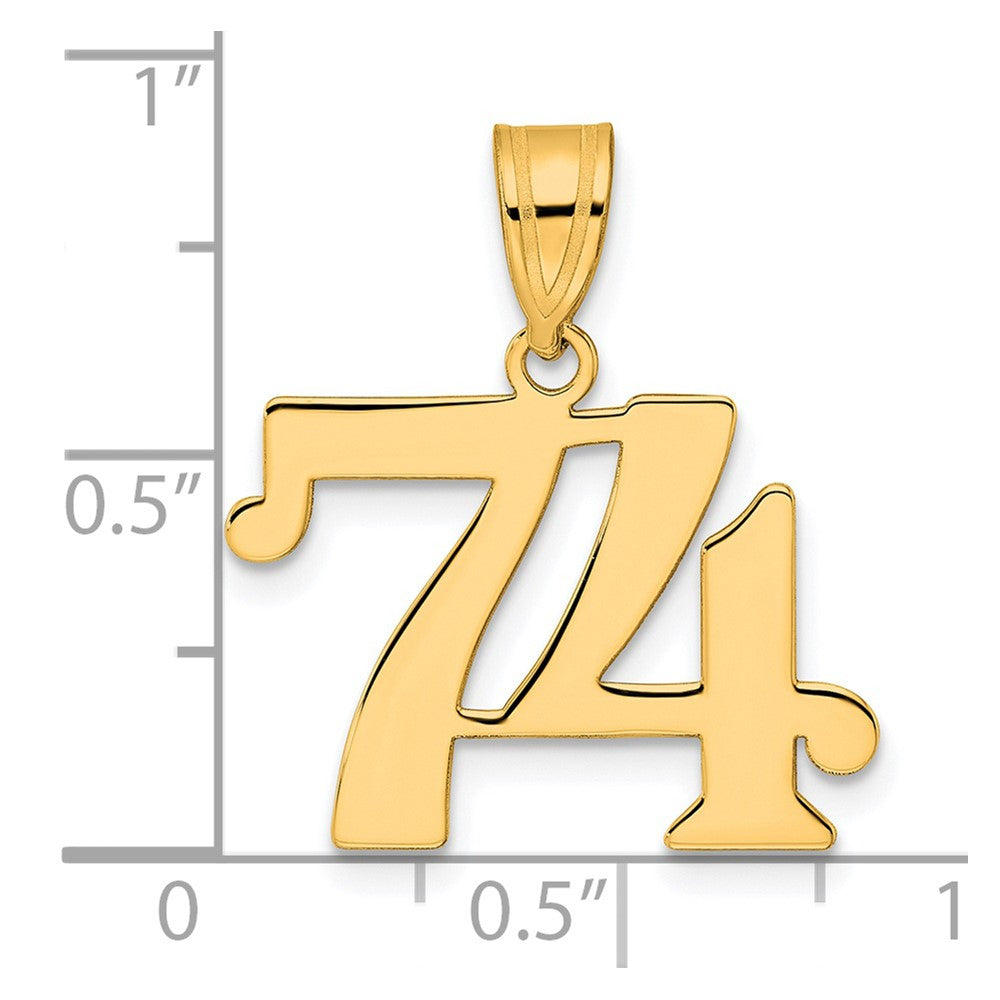 14k Yellow Gold Polished Number 74 Pendant