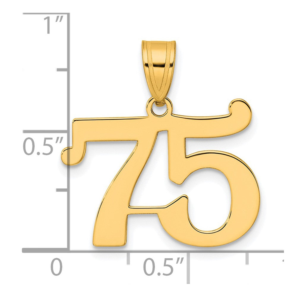 14k Yellow Gold Polished Number 75 Pendant
