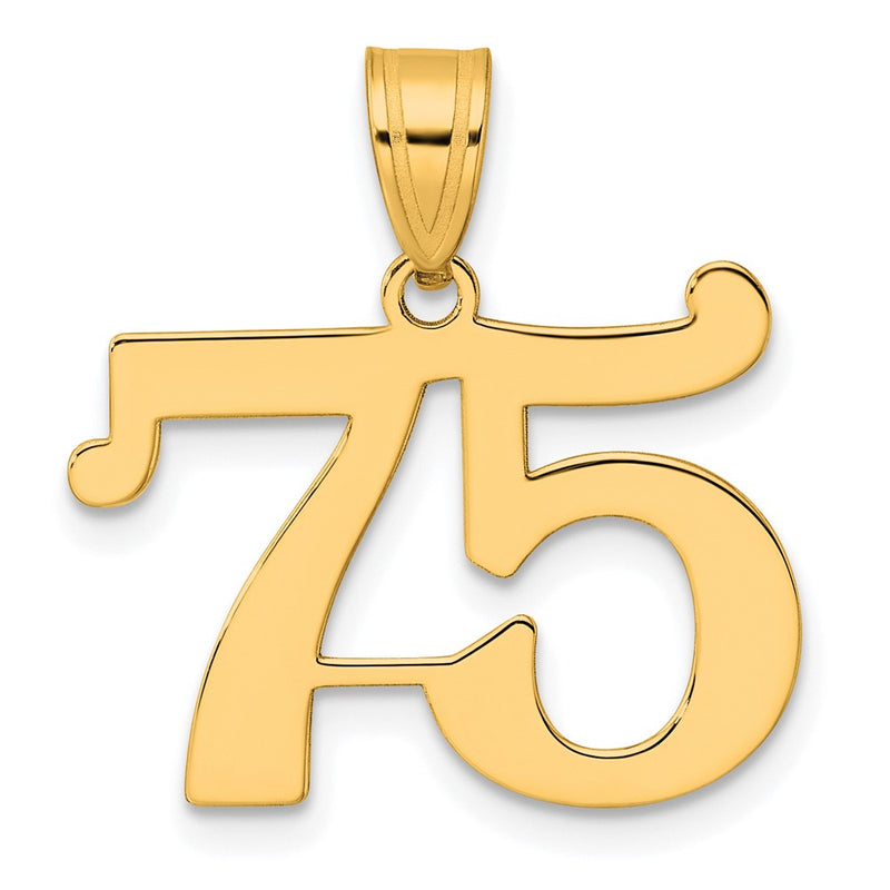 14k Yellow Gold Polished Number 75 Pendant