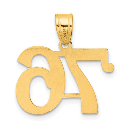 14k Yellow Gold Polished Number 76 Pendant
