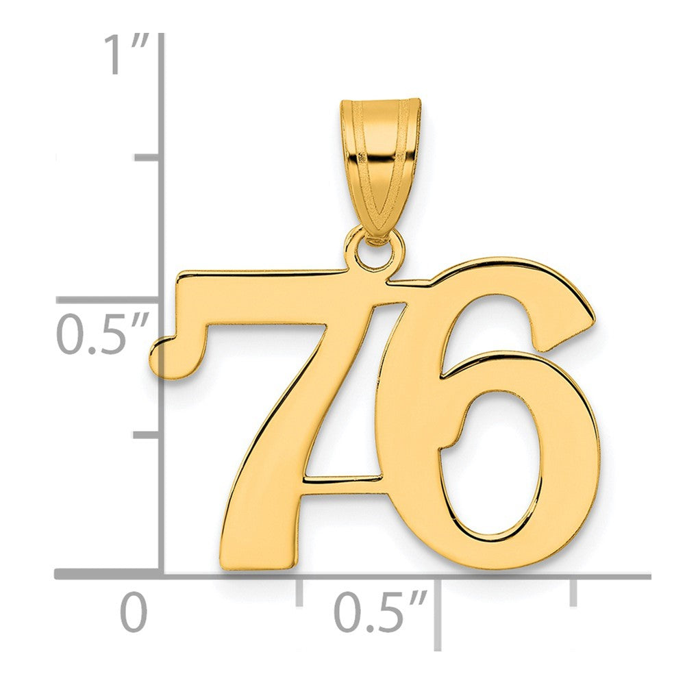 14k Yellow Gold Polished Number 76 Pendant
