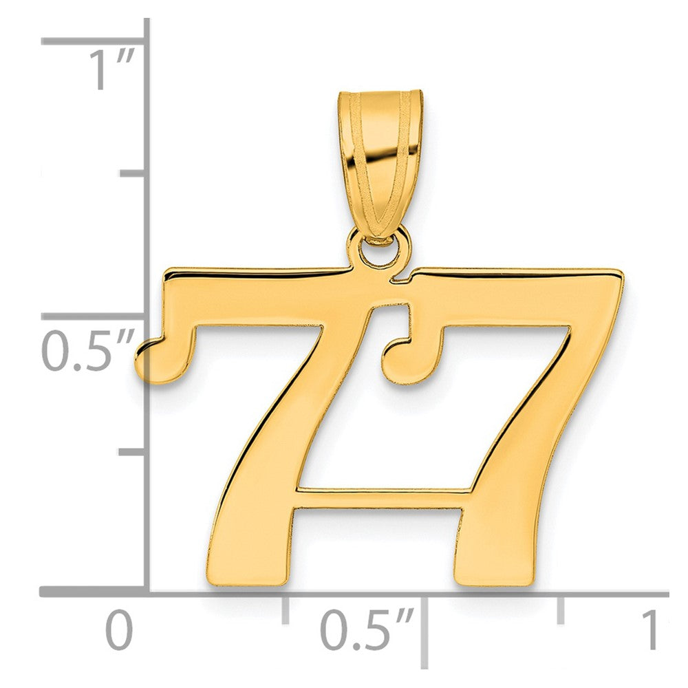 14k Yellow Gold Polished Number 77 Pendant