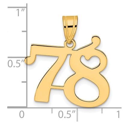 14k Yellow Gold Polished Number 78 Pendant