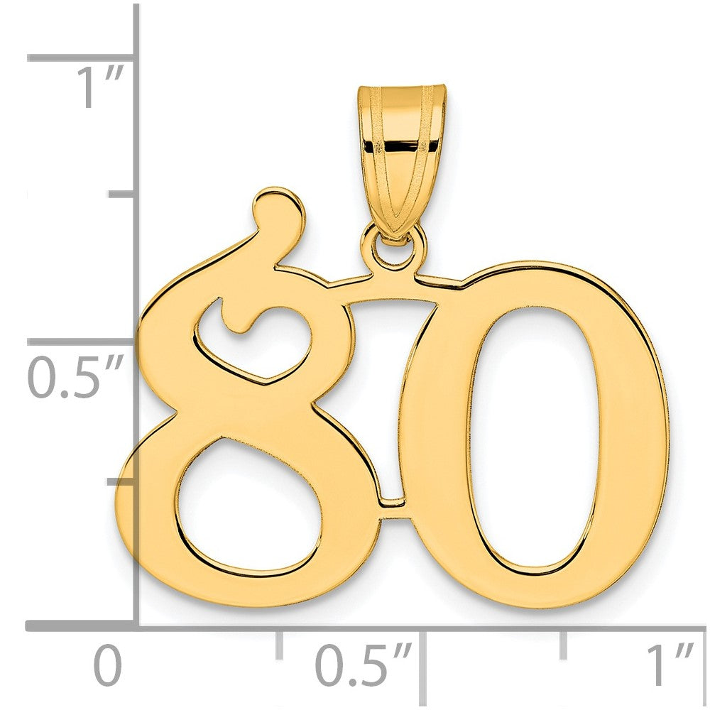 14k Yellow Gold Polished Number 80 Pendant
