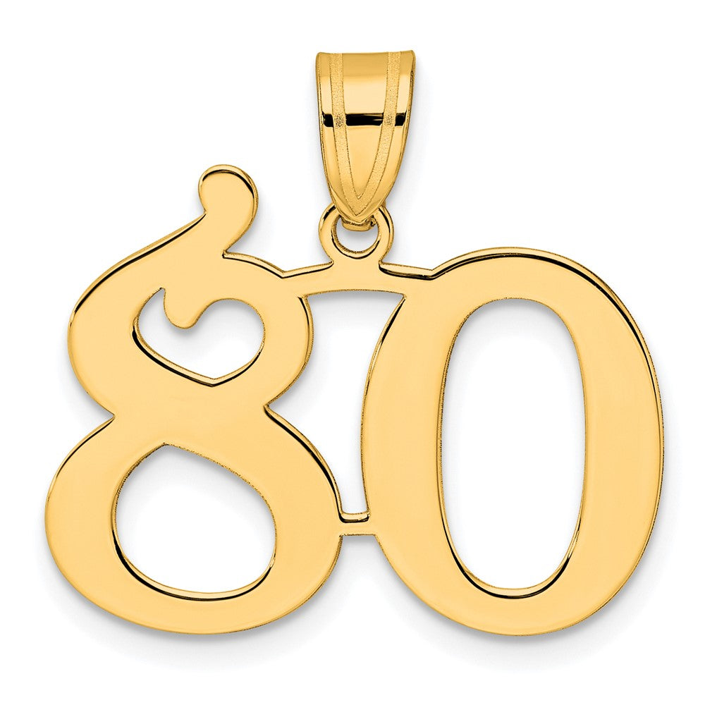 14k Yellow Gold Polished Number 80 Pendant