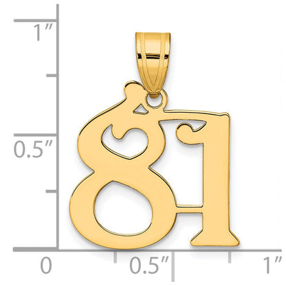 14k Yellow Gold Polished Number 81 Pendant