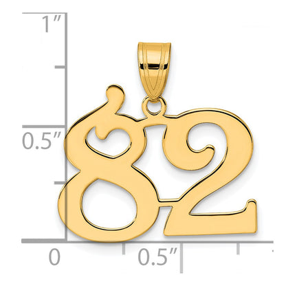 14k Yellow Gold Polished Number 82 Pendant