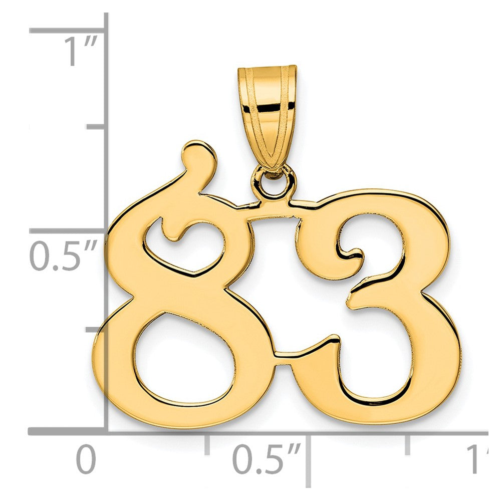 14k Yellow Gold Polished Number 83 Pendant