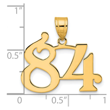 14k Yellow Gold Polished Number 84 Pendant