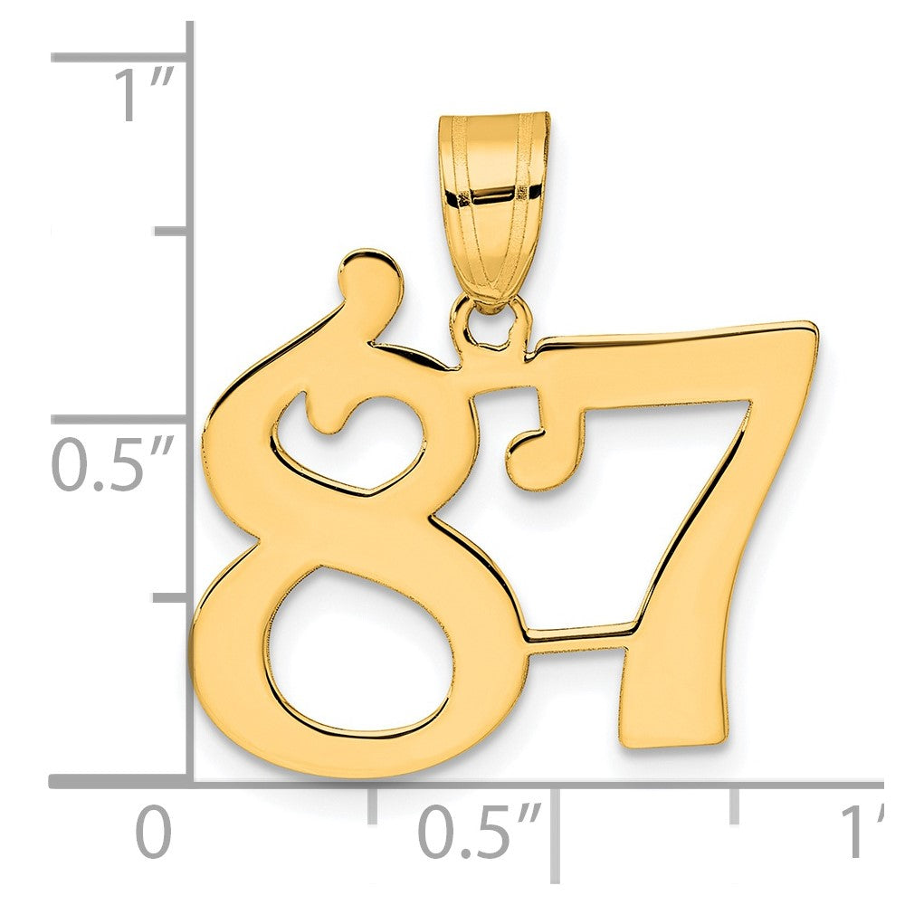 14k Yellow Gold Polished Number 87 Pendant