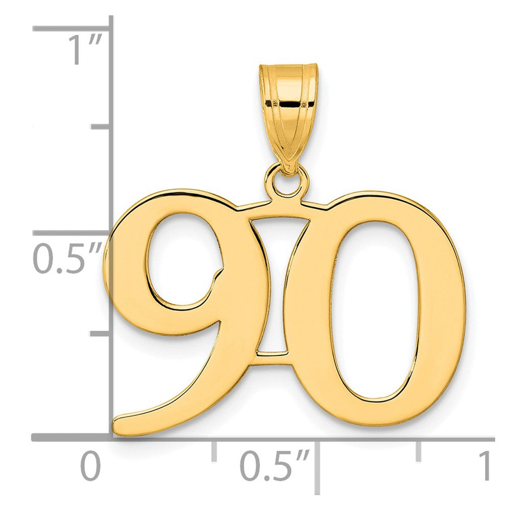 14k Yellow Gold Polished Number 90 Pendant