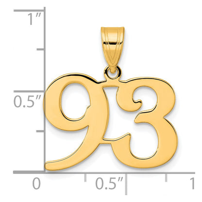 14k Yellow Gold Polished Number 93 Pendant