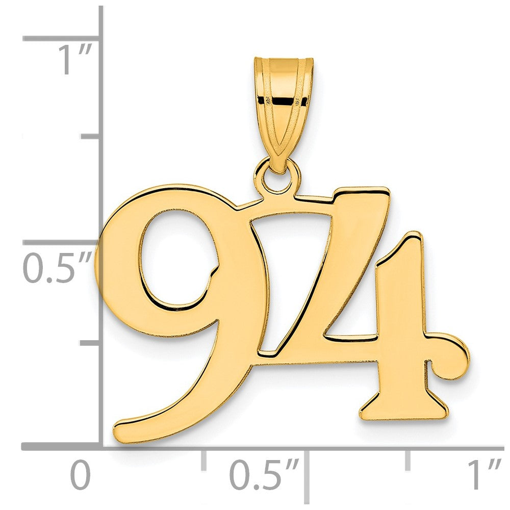 14k Yellow Gold Polished Number 94 Pendant