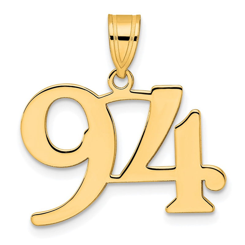 14k Yellow Gold Polished Number 94 Pendant
