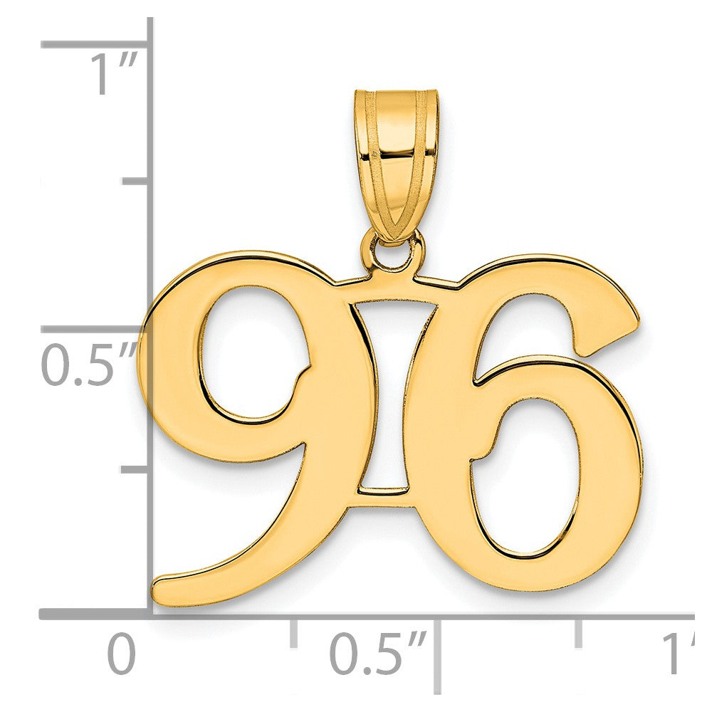 14k Yellow Gold Polished Number 96 Pendant