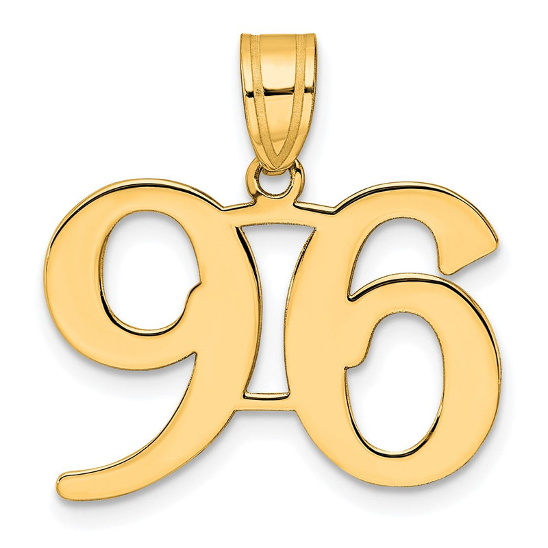 14k Yellow Gold Polished Number 96 Pendant