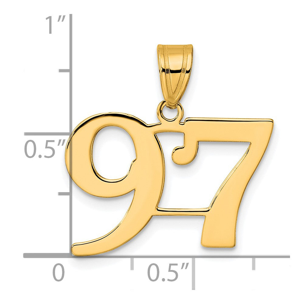 14k Yellow Gold Polished Number 97 Pendant