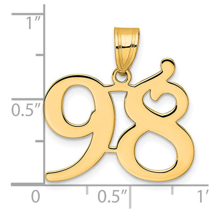 14k Yellow Gold Polished Number 98 Pendant