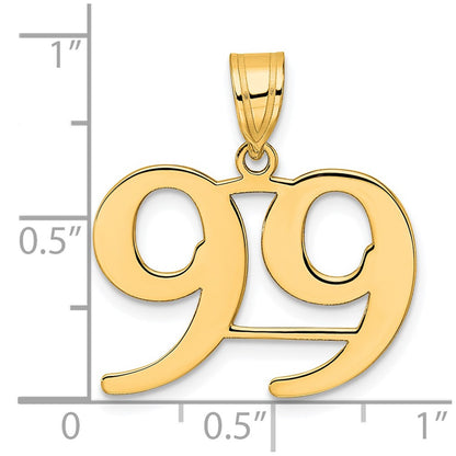 14k Yellow Gold Polished Number 99 Pendant