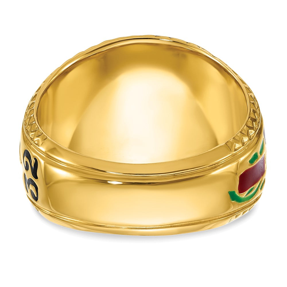 14k Two-tone Gold Men's Polished and Textured with Multi-color Enamel and Diamond 32nd Degree Scottish Rite Masonic Ring
