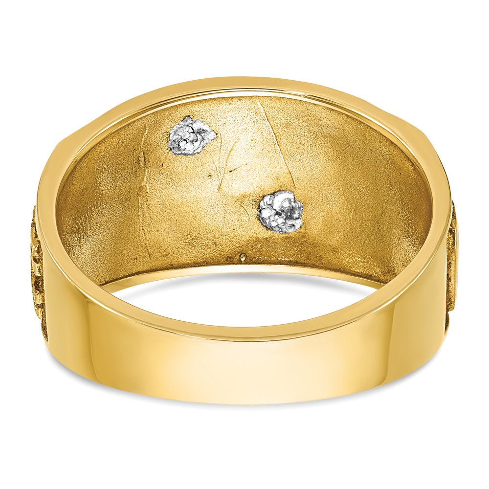 14k Two-tone Gold Men's Polished and Textured with Multi-color Enamel Masonic Shriner's Ring