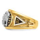 14k Two-tone Gold Men's Polished and Textured with Black and White Enameled and Diamond 32nd Degree Scottish Rite Masonic Ring