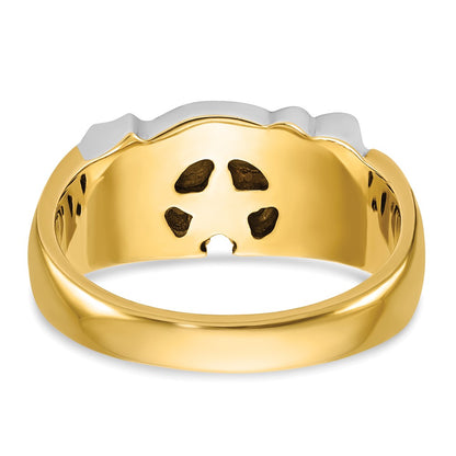 14k Two-tone Gold Men's Polished with Multi-color Enamel and Diamond Masonic Shriner's Ring