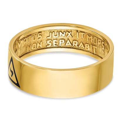14k Yellow Gold Men's Polished with Black Enamel 14th Degree Grand Elect Masonic Ring