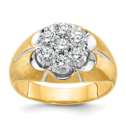 14k Two-tone Gold Men's with White Rhodium Polished and Satin 1 carat Diamond Complete Ring