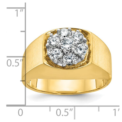 14k Two-tone Gold Men's Polished and Satin 1 carat Diamond Complete Ring