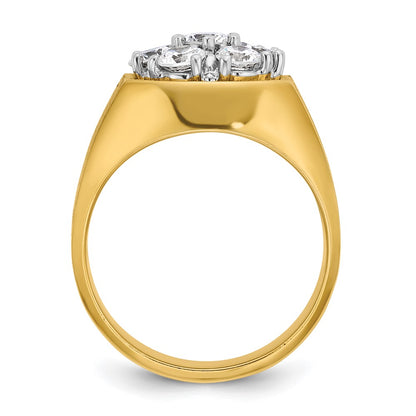 14k Two-tone Gold Men's Polished and Satin 1.5 carat Diamond Complete Ring