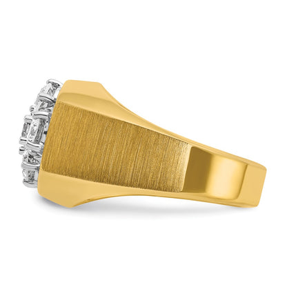14k Two-tone Gold Men's Polished and Satin 1.5 carat Diamond Complete Ring
