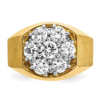 14k Two-tone Gold Men's Polished and Satin 1.5 carat Diamond Complete Ring