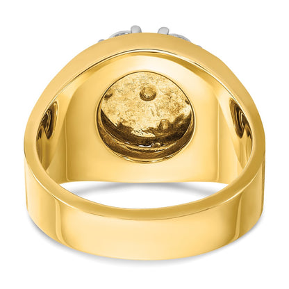 14k Two-tone Gold Men's Polished and Satin 1.5 carat Diamond Complete Ring