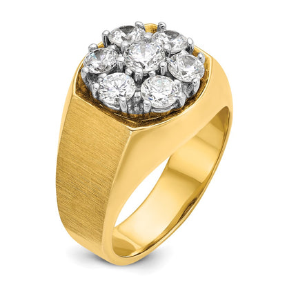 14k Two-tone Gold Men's Polished and Satin 1.5 carat Diamond Complete Ring
