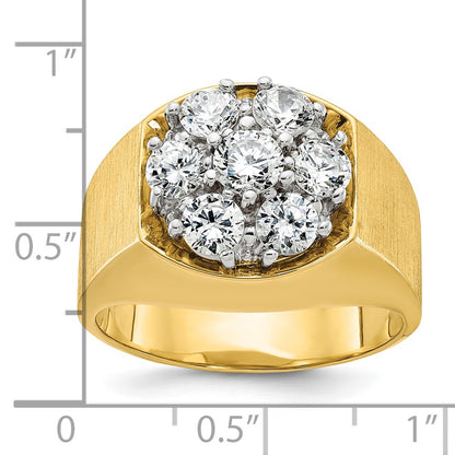 14k Two-tone Gold Men's Polished and Satin 1.5 carat Diamond Complete Ring