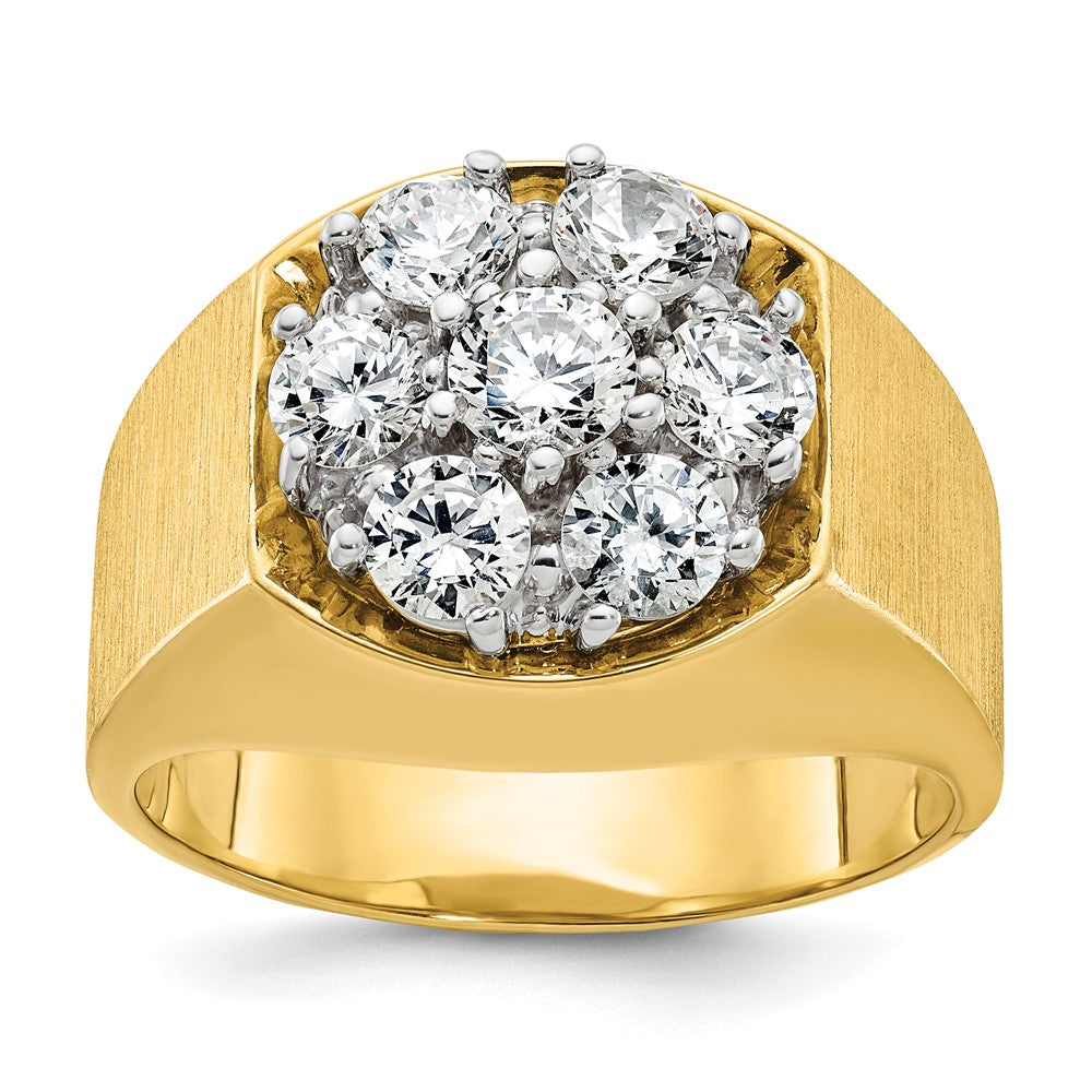 14k Two-tone Gold Men's Polished and Satin 1.5 carat Diamond Complete Ring