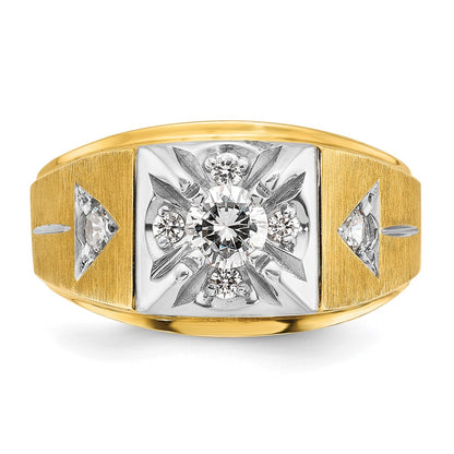 14k Two-tone Gold Men's Polished and Satin 3/4 carat Diamond Complete Ring