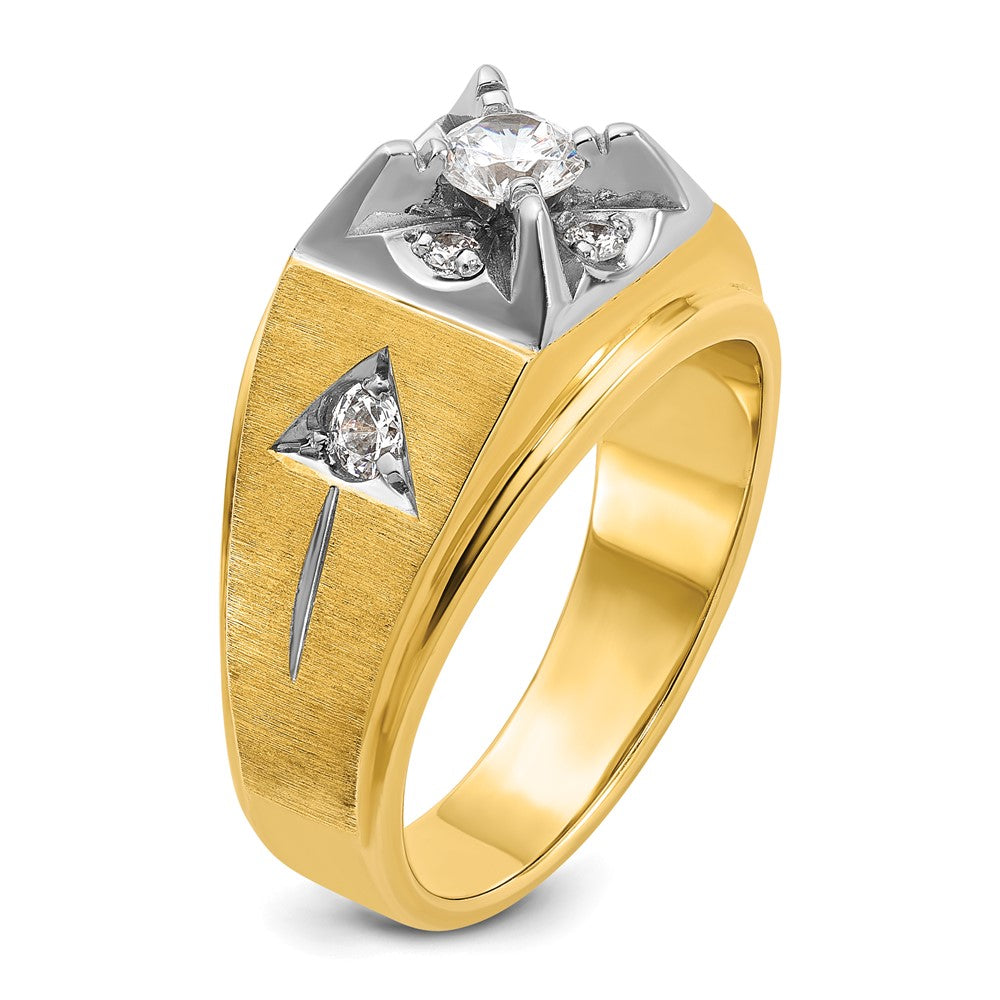 14k Two-tone Gold Men's Polished and Satin 3/4 carat Diamond Complete Ring