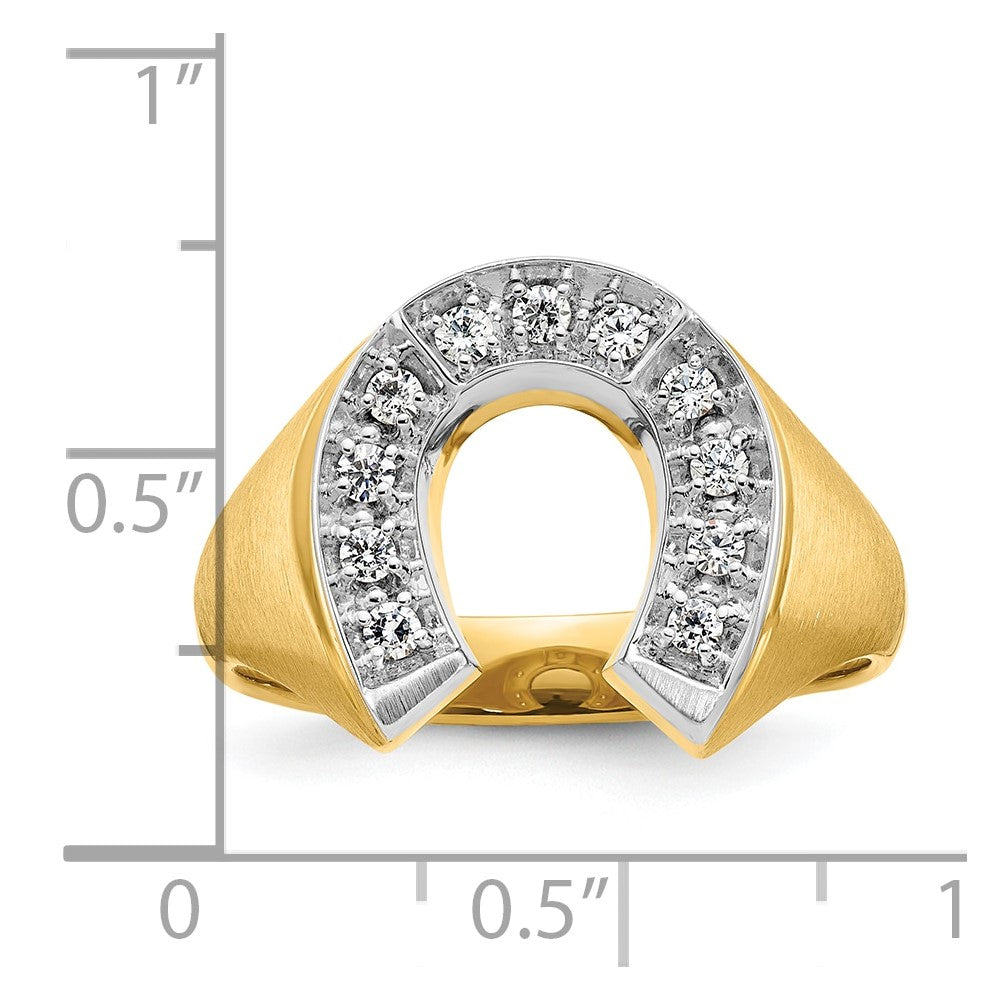 14k Two-tone Gold Men's Satin Horseshoe 1/5 carat Diamond Complete Ring