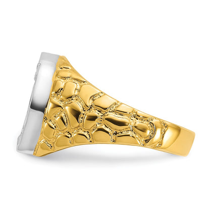 14k Two-tone Gold Men's Horseshoe 1/5 carat Diamond Complete Ring