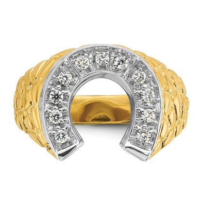 14k Two-tone Gold Men's Horseshoe 1/5 carat Diamond Complete Ring