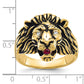 14k Yellow Gold Men's 1/20 carat Diamond and Ruby Antiqued Lion Complete Ring